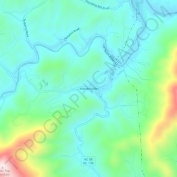 Warrensville topographic map, elevation, terrain