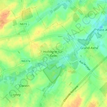 Hollogne-sur-Geer topographic map, elevation, terrain
