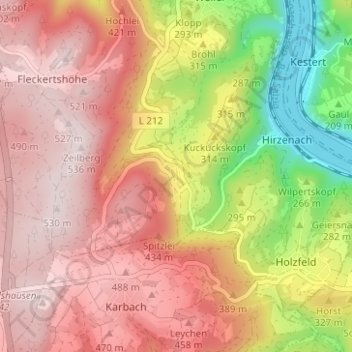 Rheinbay topographic map, elevation, terrain