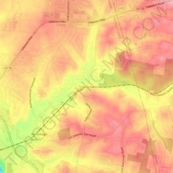 Tulip Grove topographic map, elevation, terrain