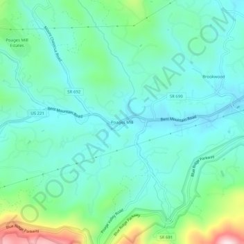 Poages Mill topographic map, elevation, terrain