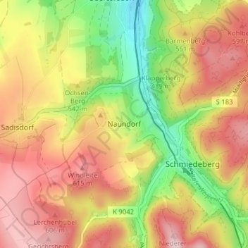 Naundorf topographic map, elevation, terrain