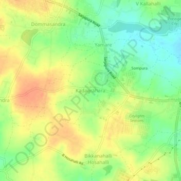 Kadagrahara topographic map, elevation, terrain