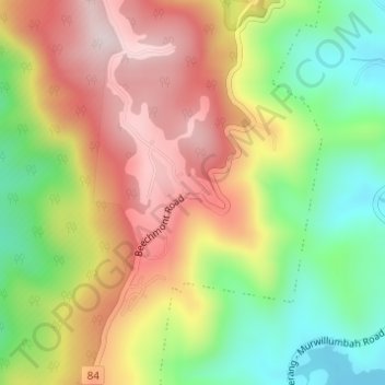 Lower Beechmont topographic map, elevation, terrain