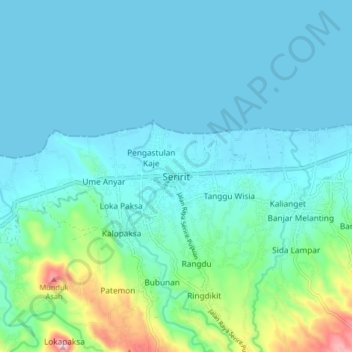 Seririt topographic map, elevation, terrain