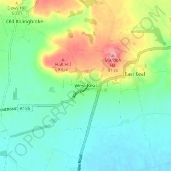 West Keal topographic map, elevation, terrain