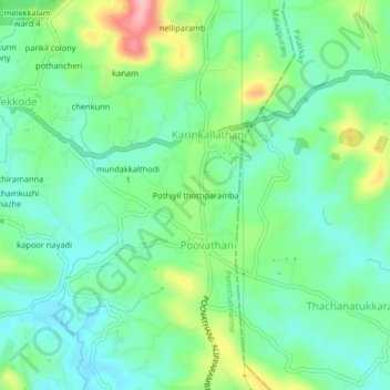 Pothiyil thottiparamba topographic map, elevation, terrain