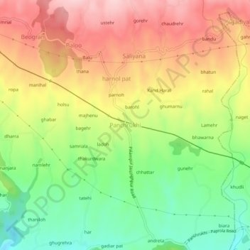 Panchrukhi topographic map, elevation, terrain