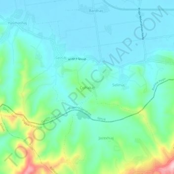Çelhakaj topographic map, elevation, terrain