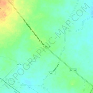 Vanur topographic map, elevation, terrain