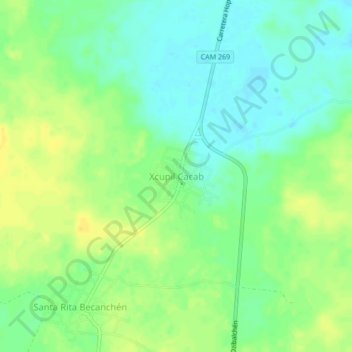 Xcupil Cacab topographic map, elevation, terrain