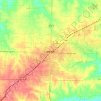 Republic topographic map, elevation, terrain