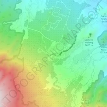 Ciater topographic map, elevation, terrain