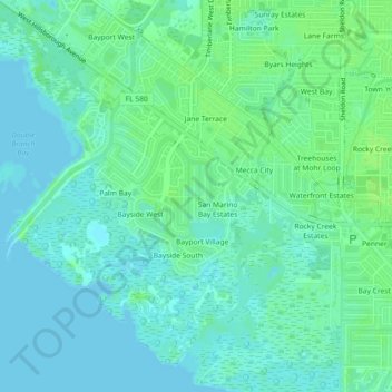 Bay Port Colony topographic map, elevation, terrain