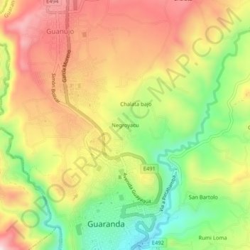 Negroyacu topographic map, elevation, terrain