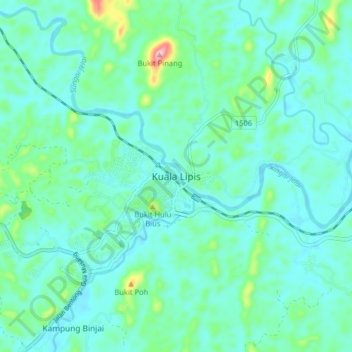 Kuala Lipis topographic map, elevation, terrain