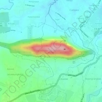 Puncak Lalana topographic map, elevation, terrain