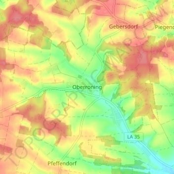 Oberroning topographic map, elevation, terrain