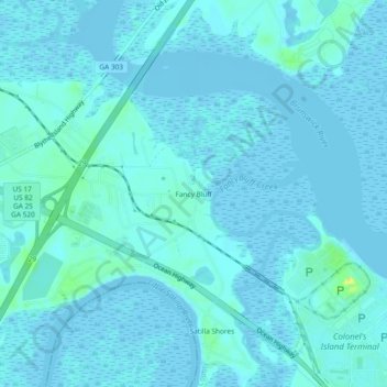 Fancy Bluff topographic map, elevation, terrain