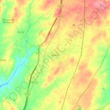 Alcains topographic map, elevation, terrain