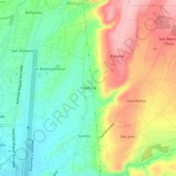 Villaflora topographic map, elevation, terrain