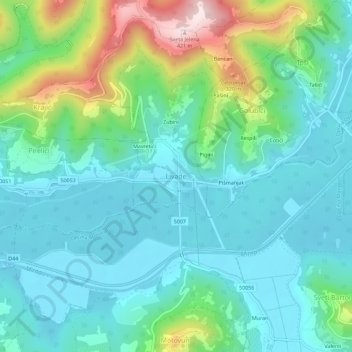 Livade topographic map, elevation, terrain