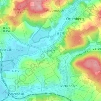 Selters topographic map, elevation, terrain
