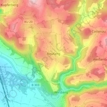 Neufang topographic map, elevation, terrain