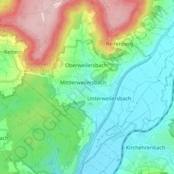 Weilersbach topographic map, elevation, terrain