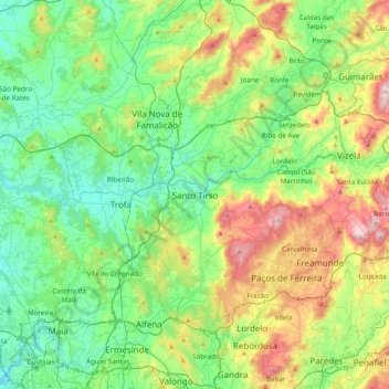 Santo Tirso topographic map, elevation, terrain