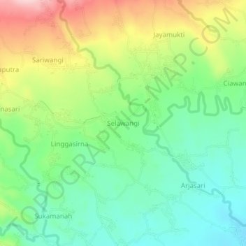 Selawangi topographic map, elevation, terrain