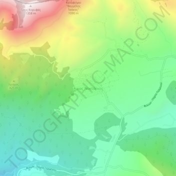 Agios Nektarios topographic map, elevation, terrain