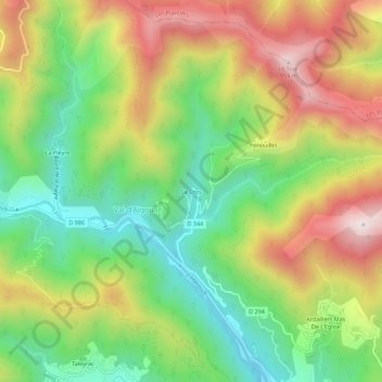 Le Cros topographic map, elevation, terrain