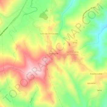Santa Lucia topographic map, elevation, terrain