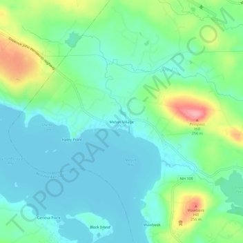 Melvin Village topographic map, elevation, terrain