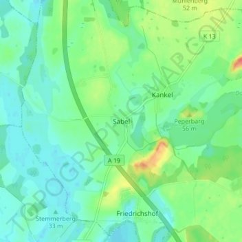Sabel topographic map, elevation, terrain