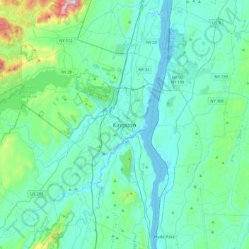 Kingston topographic map, elevation, terrain
