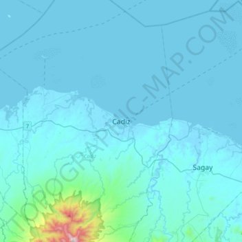 Cadiz topographic map, elevation, terrain