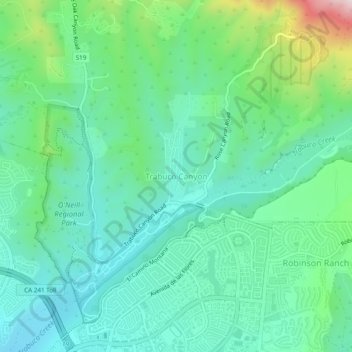 Trabuco Canyon topographic map, elevation, terrain