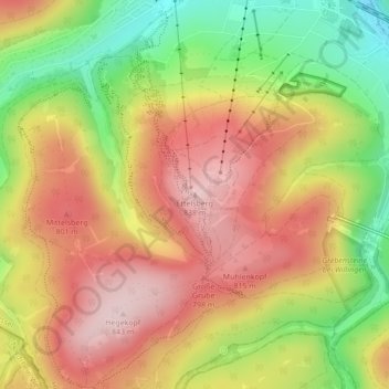 Ettelsberg topographic map, elevation, terrain