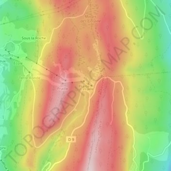 La Praille topographic map, elevation, terrain