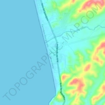 Olón topographic map, elevation, terrain