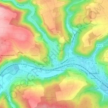 Herrlingen topographic map, elevation, terrain