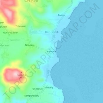 Pamona topographic map, elevation, terrain