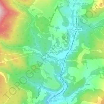 Woodland topographic map, elevation, terrain