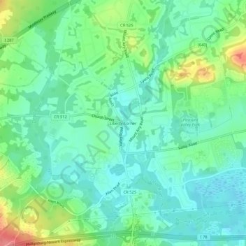 Liberty Corner topographic map, elevation, terrain
