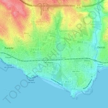 Carcavelos topographic map, elevation, terrain