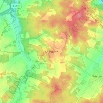 Sammatz topographic map, elevation, terrain