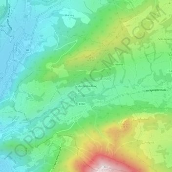 Gruberfeldsiedlung topographic map, elevation, terrain