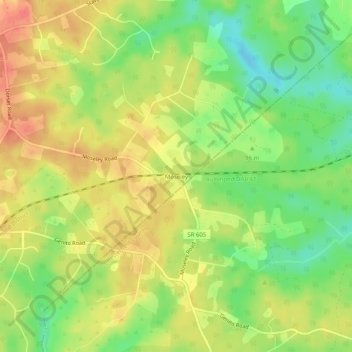 Moseley topographic map, elevation, terrain